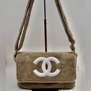 Chanel VIP GWP Precision CC Logo Taupe Shoulder Crossbody Messenger Bag New